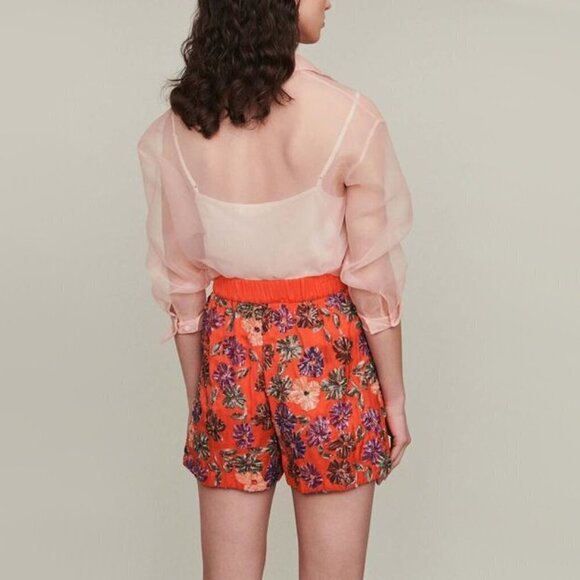 NWT Maje coral multicoloured sequined floral mini shorts, 2 or M - Picture 3 of 16